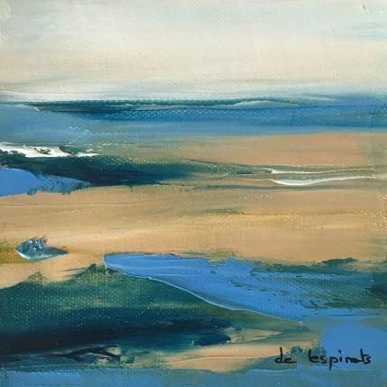 Peinture Paysage Beige Bleu par Chebrou de Lespinats Nadine | Tableau Abstrait Huile Marine, Paysages