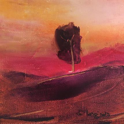 Peinture Paysage Rouge 2 par Chebrou de Lespinats Nadine | Tableau Abstrait Huile Minimaliste, Paysages