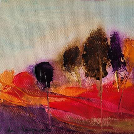 Peinture Paysage Rouge Violet par Chebrou de Lespinats Nadine | Tableau Abstrait Huile Minimaliste, Paysages