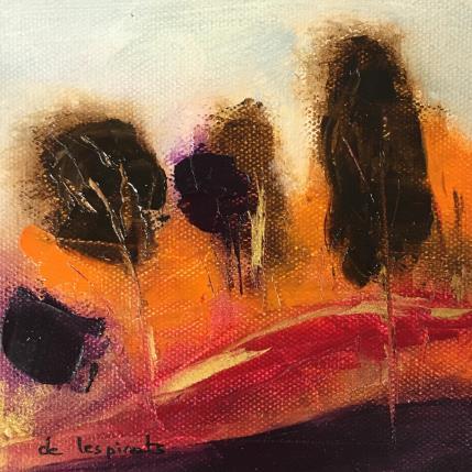 Peinture Paysage Violet Orange par Chebrou de Lespinats Nadine | Tableau Abstrait Huile Minimaliste