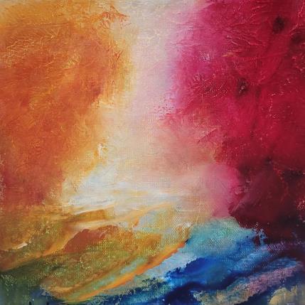 Peinture Paysage Orange Rouge par Chebrou de Lespinats Nadine | Tableau Abstrait Huile Minimaliste, Paysages