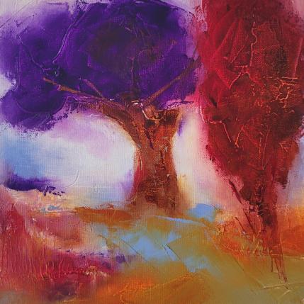 Peinture Paysage Rouge Violet 2 par Chebrou de Lespinats Nadine | Tableau Abstrait Huile Paysages