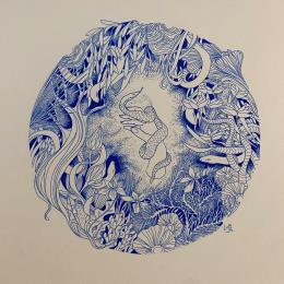 Painting Medusa by Lujaam | Painting Surrealism Ink Animals, Nature, Pop icons