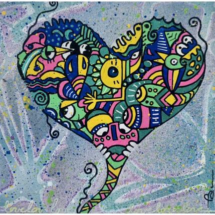 Peinture Le coeur grandit par Fanny | Tableau Street Art Bois Minimaliste