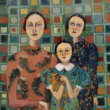 Peinture Three woman and a cat par Sundblad Silvina | Tableau Figuratif Acrylique