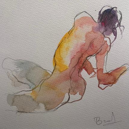 Peinture Alice de dos par Brunel Sébastien | Tableau Figuratif Aquarelle Nu