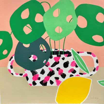 Peinture Lemon and Monstera #1 par JuLIaN | Tableau Figuratif Acrylique Natures mortes