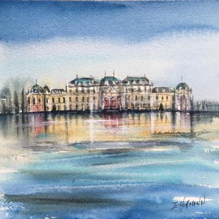 Peinture Vienne Reflet au Belvédère par Hoffmann Elisabeth | Tableau Figuratif Aquarelle Urbain