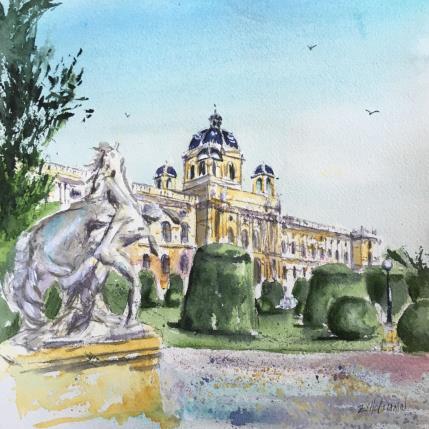 Peinture Vienne Musée d’histoire Naturelle par Hoffmann Elisabeth | Tableau Figuratif Aquarelle Urbain