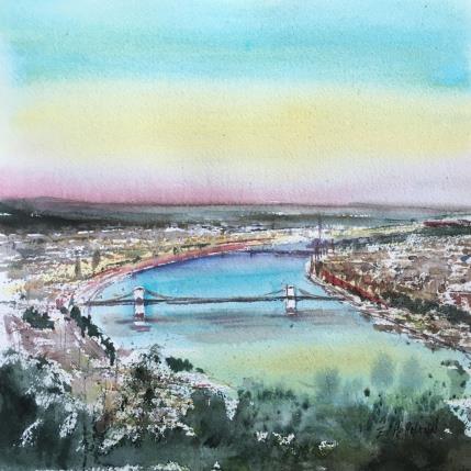 Peinture Vienne Le Danube par Hoffmann Elisabeth | Tableau Figuratif Aquarelle Urbain