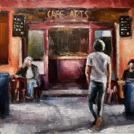 Peinture Café des arts par Zbylut Ludovic | Tableau Figuratif Huile Scènes de vie, Urbain