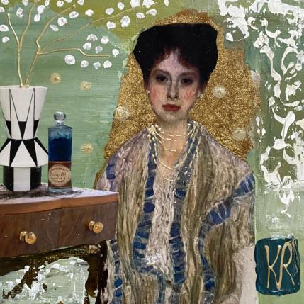 Painting L'amie by Romanelli Karine | Painting Figurative Gluing Life style, Portrait