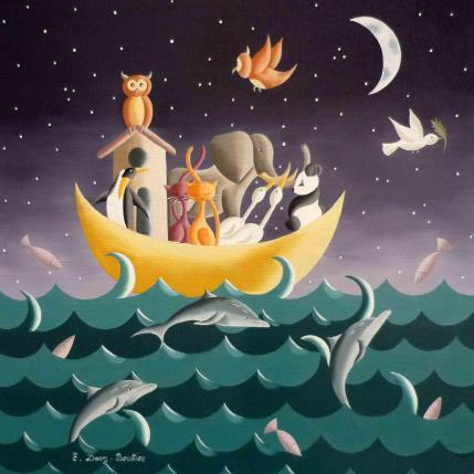 Peinture Arche de Noé par Davy Bouttier Elisabeth | Tableau Art naïf Huile Marine