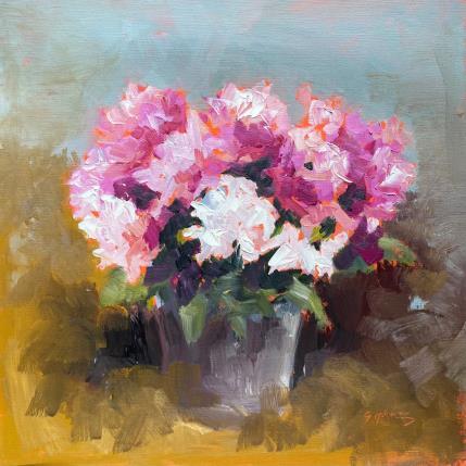 Peinture BOUQUET PIVOINES ROSES ET BLANCHES par Morales Géraldine | Tableau Figuratif Acrylique, Huile Natures mortes