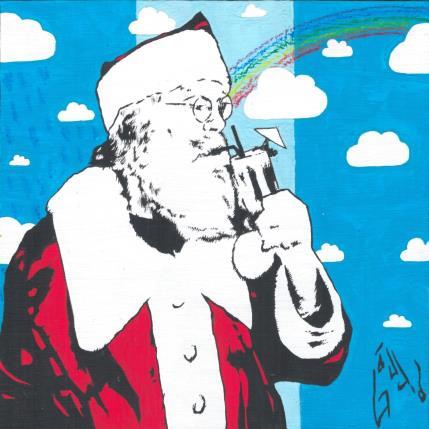 Peinture SANTA'S HOLIDAY par Di Vicino Gaudio Alessandro | Tableau Street Art Acrylique, bois icones Pop, scènes de vie