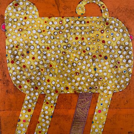 Peinture Yellow cat par Ortiz Gustavo | Tableau Art Singulier Collage