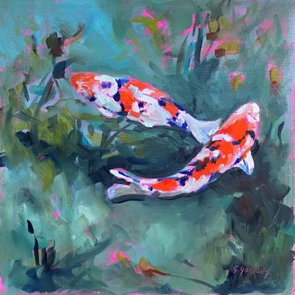 Painting CARPES KOI 2 by Morales Géraldine | Painting Figurative Acrylic, Oil Animals