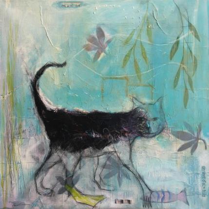 Peinture Un vent d'air frais par Colin Sylvie | Tableau Art Singulier Acrylique, Collage, Pastel Animaux