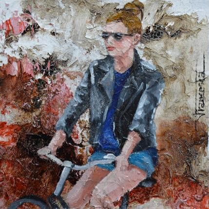 Peinture Bike 1 par Escobar Francesca | Tableau Figuratif Acrylique scènes de vie