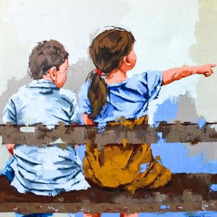 Peinture Señalando par Escobar Francesca | Tableau Figuratif Acrylique scènes de vie