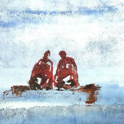 Peinture Devant nous la lumière par Escolier Odile | Tableau Figuratif Acrylique Paysages