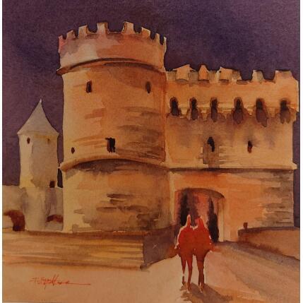 Peinture On passe par la porte par Seruch Capouillez Isabelle | Tableau Figuratif Aquarelle Urbain