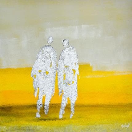 Peinture Devant la lumière safranée par Escolier Odile | Tableau Figuratif Acrylique Paysages