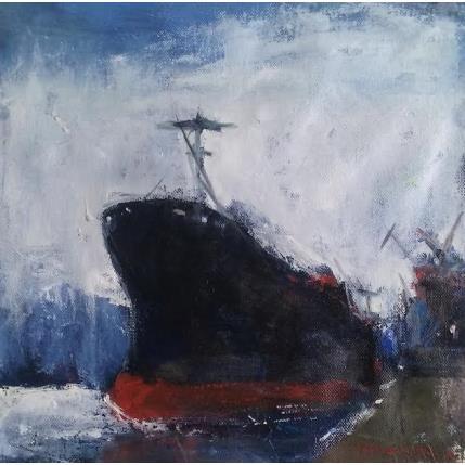 Peinture Le port par Fernando | Tableau Figuratif Huile Marine