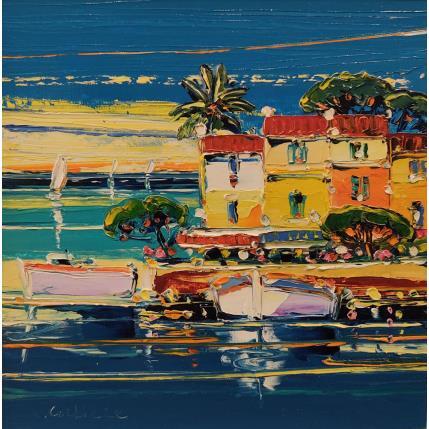 Peinture Vacances sur la Cote d'Azur par Corbière Liisa | Tableau Figuratif Huile Marine, Nature, Paysages