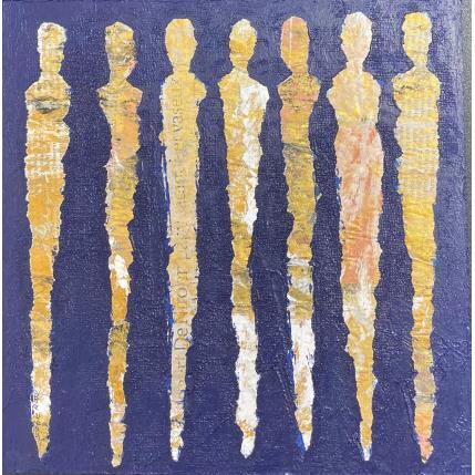 Peinture Tribu 1 par Rocco Sophie | Tableau Art Singulier Acrylique, Carton, Collage, Huile, Sable