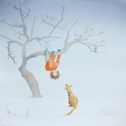 Peinture Tête en bas par Marjoline Fleur | Tableau Art naïf Scènes de vie