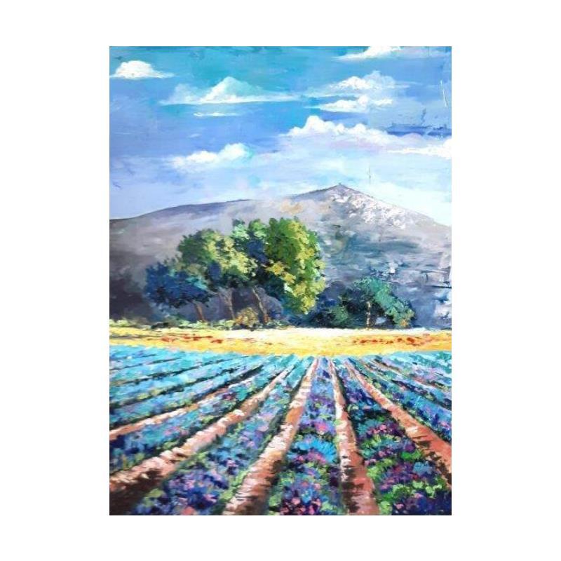 Peinture Lavandes par Laura Rose | Tableau Figuratif Huile Paysages