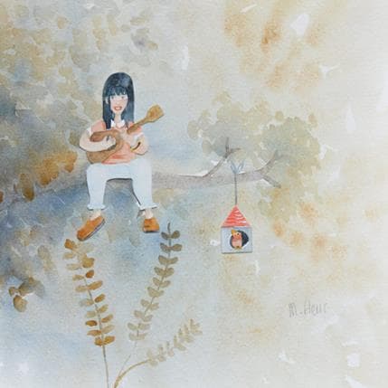 Peinture La mélodie de Fantine par Marjoline Fleur | Tableau Art naïf scènes de vie