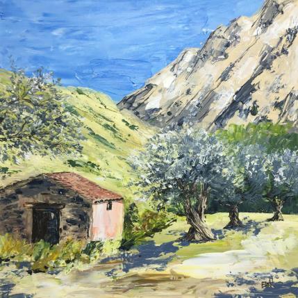 Peinture Les oliviers du cabanon par Rey Ewa | Tableau Figuratif Acrylique Paysages