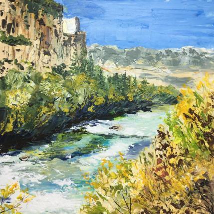 Peinture La Sorgue à Fontaine de Vaucluse par Rey Ewa | Tableau Figuratif Acrylique Paysages