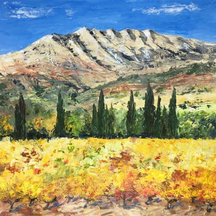 Peinture Le vin de la Sainte Victoire par Rey Ewa | Tableau Figuratif Acrylique Paysages