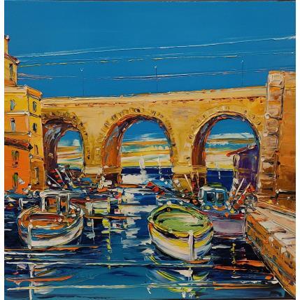 Peinture Barques au Vallon des Auffes par Corbière Liisa | Tableau Figuratif Huile Paysages