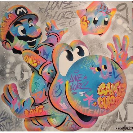 Peinture Mario et Yoshi Star par Kedarone | Tableau Street Art Graffiti, Posca Icones Pop