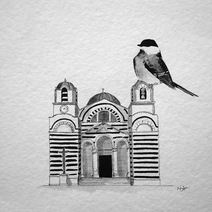 Peinture Montredon par Mü | Tableau Art naïf animaux, noir & blanc, Urbain