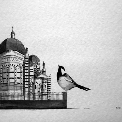 Peinture La Major par Mü | Tableau Art naïf animaux, noir & blanc, Urbain