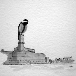 Painting Fort saint-jean by Mü | Painting Naive art Ink Animals, Black & White, Pop icons, Urban