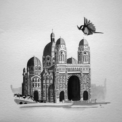 Peinture La major par Mü | Tableau Figuratif Animaux, Noir & blanc, Urbain