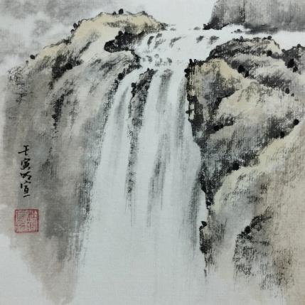 Peinture Waterfall par Du Mingxuan | Tableau Figuratif Aquarelle, Encre Nature, Paysages