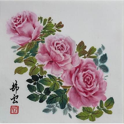 Peinture Rose rose par Tayun | Tableau Figuratif Encre Natures mortes