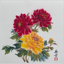 Pintura Trois pivoines por Tayun | Pintura Figurative Ink Still-life