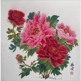 Pintura Trois pivoines 1 por Tayun | Pintura Figurative Ink Still-life