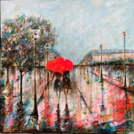 Peinture Romantic walk in Paris par Solveiga | Tableau Figuratif Acrylique Urbain