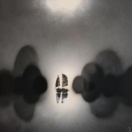 Painting Mystery by Rey Julien | Painting Figurative Acrylic Black & White, Marine