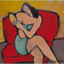 Pintura Le miroir #1 por Signamarcheix Bernard | Pintura Figurative Acrylic, Ink Life style