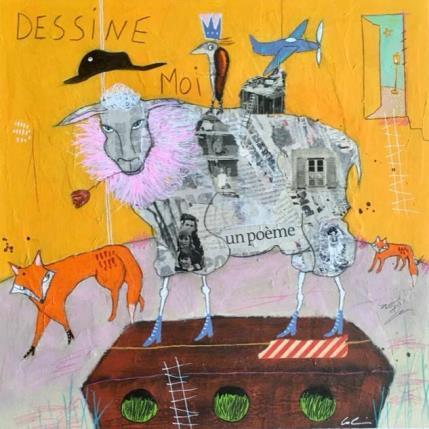 Peinture Dessine moi un poème  par Colin Sylvie | Tableau Art Singulier Acrylique, Collage, Pastel Animaux